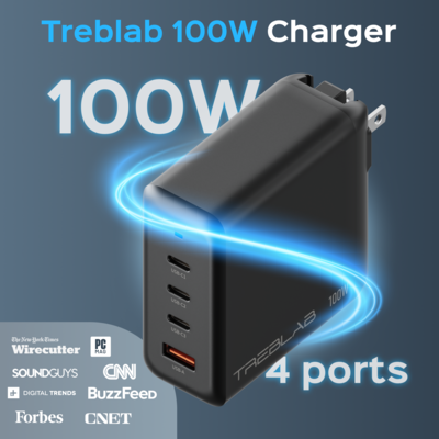 Treblab 100W USB-C Charger, AC Adapter, Black (GS-W100A0960E)