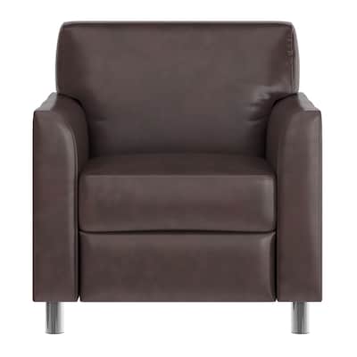 Flash Furniture Hercules Diplomat LeatherSoft Reception Chair, Brown/Chrome Legs (BT8271BNCHR)
