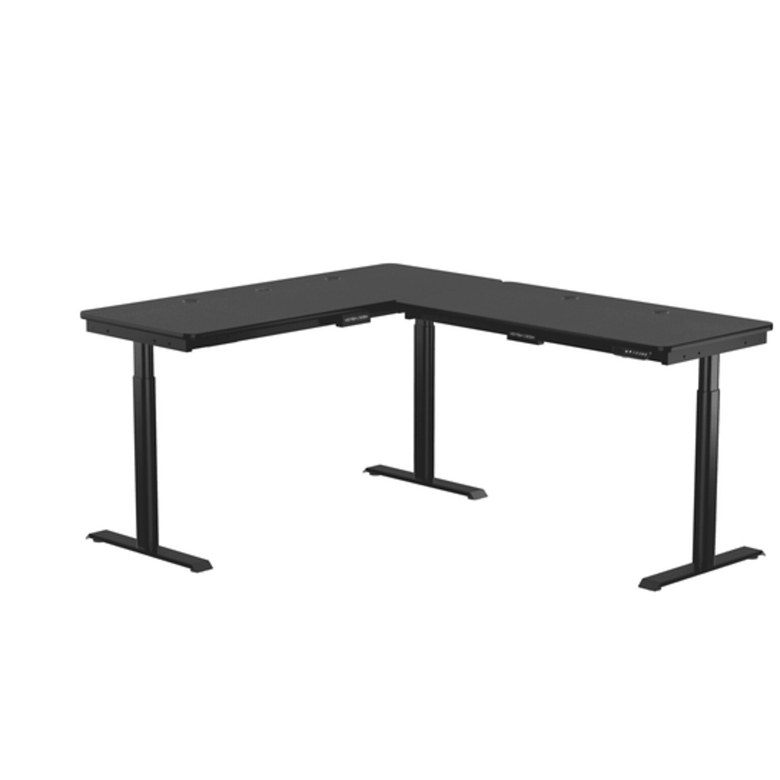 VersaDesk PowerLift 72W Electric L-Shaped Adjustable Standing Desk, Black (PLLSD6072-BB-APP)