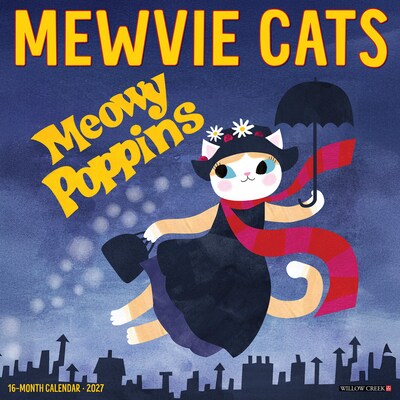 2027 Willow Creek Mewvie Cats 12 x 12 Monthly Wall Calendar, Assorted Colors (61183)
