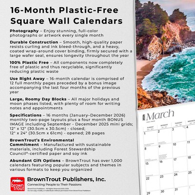 2026 BrownTrout California Coast 12" x 12" Monthly Wall Calendar (9798330702718)