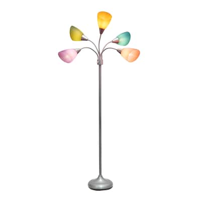 Simple Designs Medusa 67 Silver Floor Lamp with Cone Shades, Multicolored (LF2006-SLM)