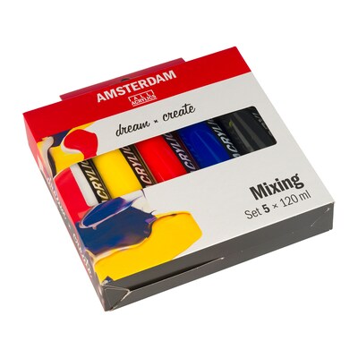 Amsterdam Mixing Acrylic Paint, Assorted Colors, 5/Pack (AMS17791904)