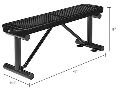 Global Industrial 4' Outdoor Steel Flat Bench, Perforated Metal, Black (695742BK)
