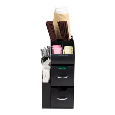 Mind Reader 11-Compartment Coffee Cup and Condiment Organizer, Black, 2/Pack (2CAD01-BLK)