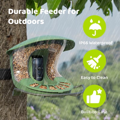 Birdfy Feeder 2 Pro with Dual-Lens Camera, Solar Panel and Free AI Lifetime Subscription, Green (EPPAMBNI8612100)