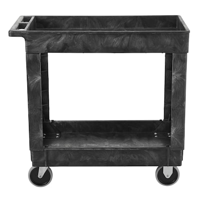 Rubbermaid 2-Shelf Plastic/Poly Mobile Utility Cart, Black (FG9T6600BLA)