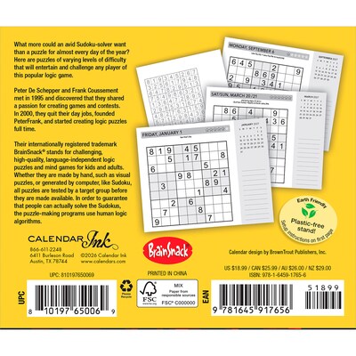 2027 BrownTrout Sudoku 6 x 5 Daily Day-to-Day Calendar, Assorted Colors (9781645917656)
