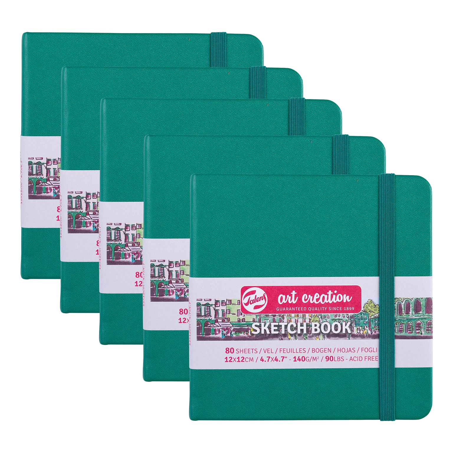 Talens Art Creation 4.7 x 4.7 Sketch Book, 80 Sheets/Book, 5/Bundle (TLN9314334M-5)