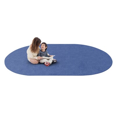 Joy Carpets Just Kidding Polyester 6 x 9 Oval Machine Tufted Rug, Blue (623QQ-01)