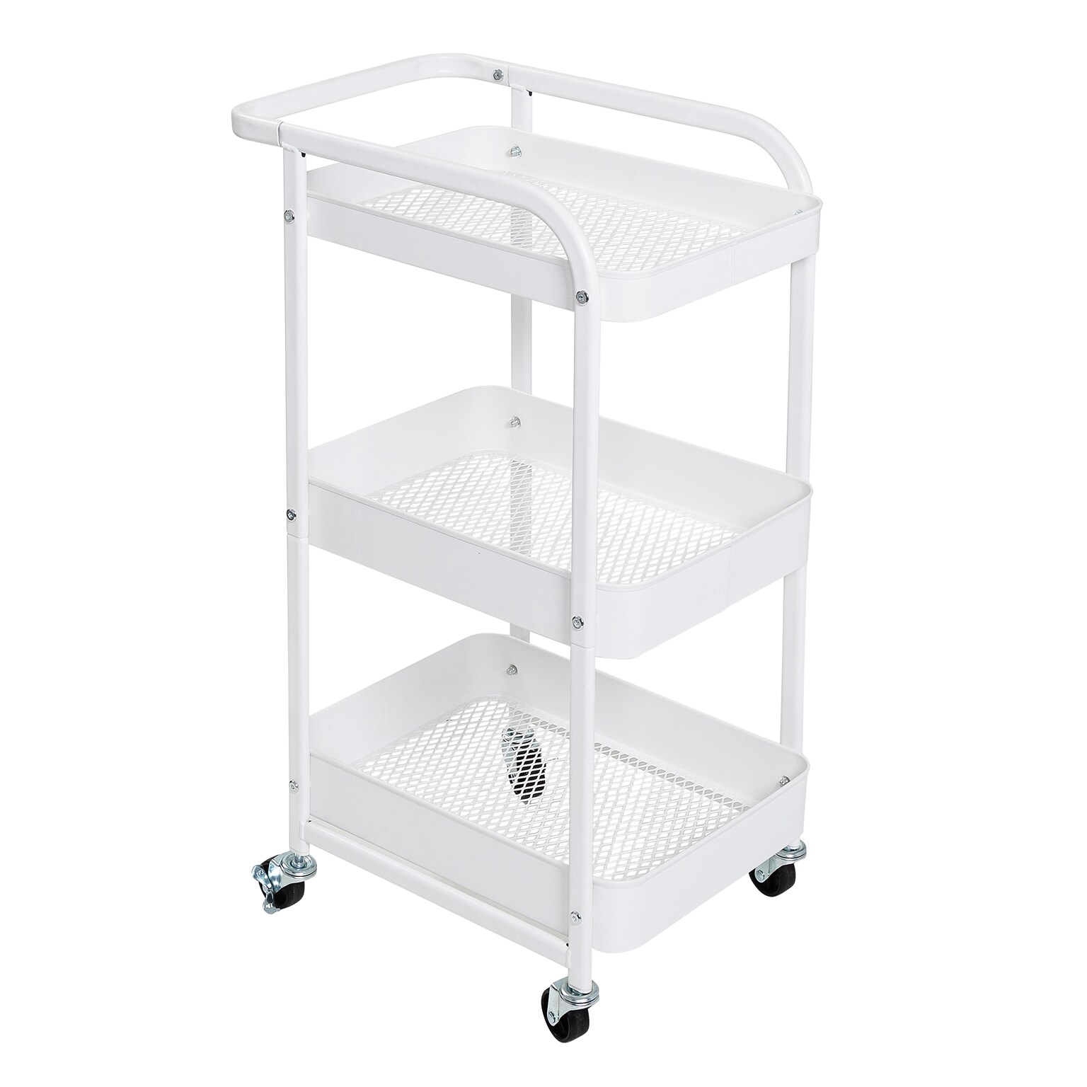 Honey-Can-Do 3-Shelf Mobile Cart with Lockable Wheels, White (CRT-10007)