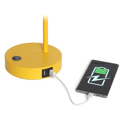 Simple Designs Sleek Essentials LED Desk Lamp, 16", with USB Ports, Yellow (LD1071-YLW)