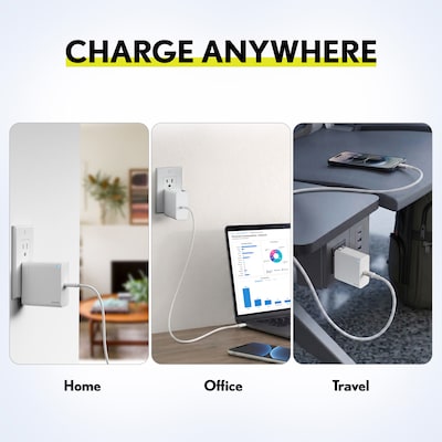 Overtime W49 100W USB-C Fast Wall Charger for Laptops and Phones with GaN 3 Technology, White (OCW49WH)