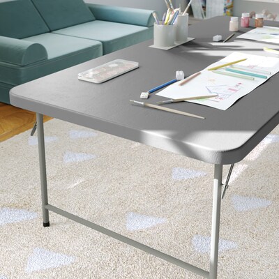 Flash Furniture Paige Rectangular Kid's Folding Table, 59" x 29", Granite Gray (RB3060KIDGY)