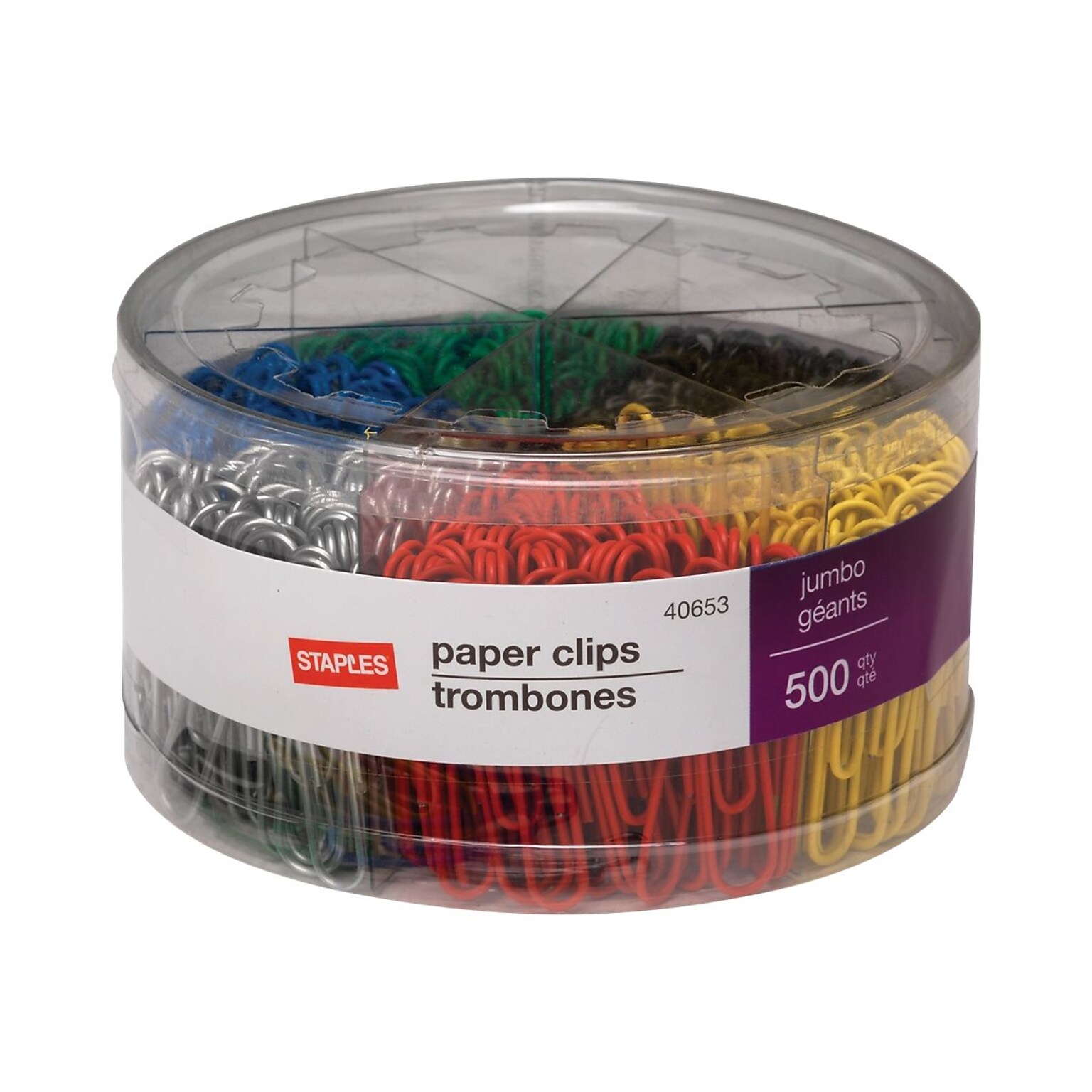 Staples® Vinyl-Coated Paper Clips, Jumbo, Assorted Colors, 500/Pack (ST40653/40653)