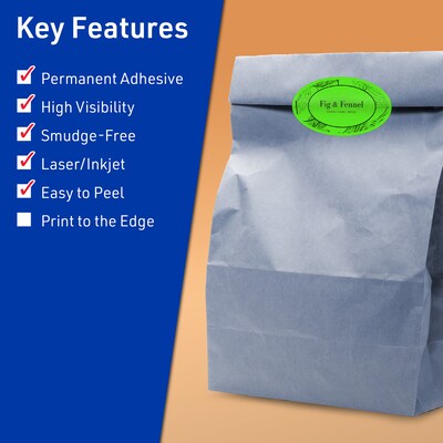 Avery Laser/Inkjet Multipurpose Oval Labels, 1.5 x 2.5, Neon Green, 720/Pack (94051)