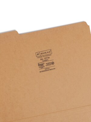 Smead File Folder, 1/3-Cut Tab, Letter Size, Kraft, 100/Box (10734)