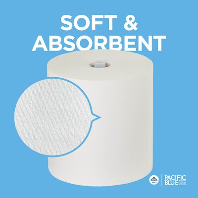 Pacific Blue Ultra Hardwound Paper Towels, 1-Ply, 6 Rolls/Carton (26490)