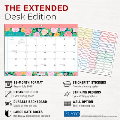 2026-2027 Plato Bonnie Marcus 14" x 10" Academic Monthly Desk Pad Calendar (9798330708093)