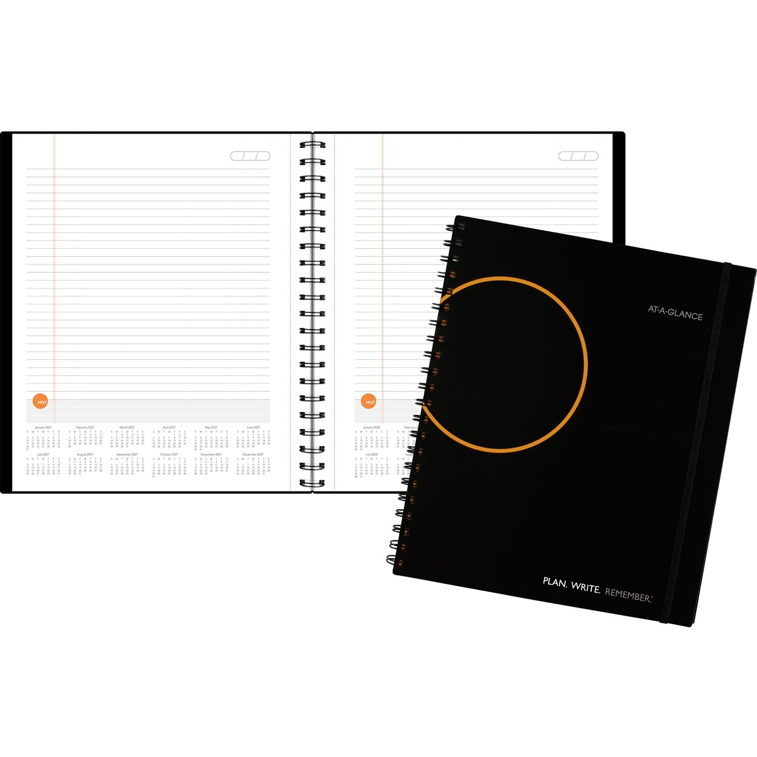 2027 AT-A-GLANCE 8.5 x 11 Calendar Year Daily Planner, Plastic Cover, Black/Orange (70-6209-05-27)