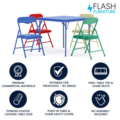 Flash Furniture Mindy Square Kids 5 Piece Folding Table and Chair Set, 24" x 24", Multicolored (JB9KID)