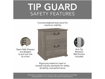Bush Furniture Homestead 2-Drawer Lateral File Cabinet, Letter/Legal Size, Lockable, Driftwood Gray (HOF129DG-03)