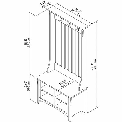 Bush Furniture Salinas Hall Tree with Storage Bench, Cape Cod Gray (SAL001CG)