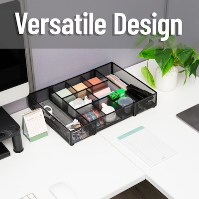Mind Reader 10-Compartment Metal Desk Organizer, Black (DEERX-BLK)