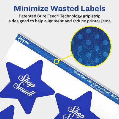 Avery Laser/Inkjet Burst Multipurpose Labels, 2-1/4" x 2-3/8", Clear, 600/Box (94611)