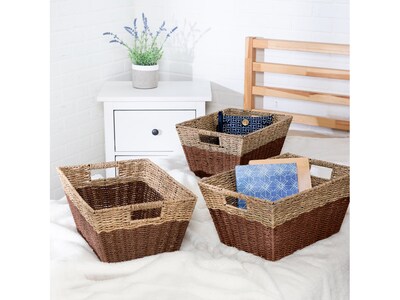 Honey-Can-Do Seagrass Nesting Basket with Handles, Brown/Natural, 3/Pack (STO-08400)