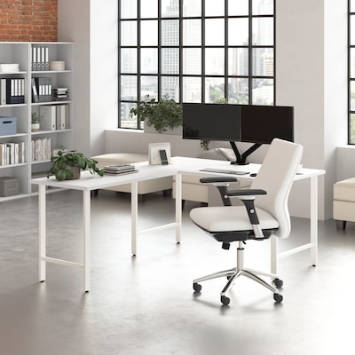 Bush Business Furniture Hustle 60W L Shaped Computer Desk with Metal Legs, White (HUS003WH)