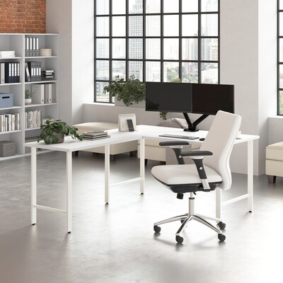 Bush Business Furniture Hustle 60"W L Shaped Computer Desk with Metal Legs, White (HUS003WH)