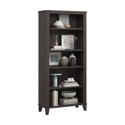 Bush Furniture Somerset 65"H 5-Shelf Bookcase with Adjustable Shelves, Storm Gray Laminate (WC81565)
