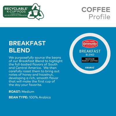 Community Coffee Breakfast Blend Coffee Keurig® K-Cup® Pods, Medium Roast, 96/Carton (5000374324CT)