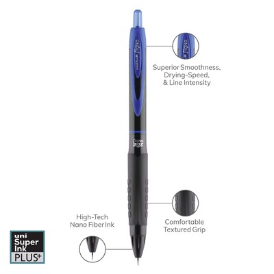 uniball 307 Retractable Gel Pens, Medium Point, 0.7mm, Blue Ink, 3/Pack (1927593)