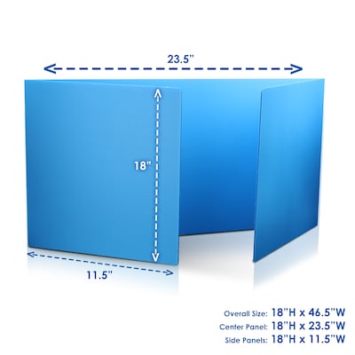 Flipside Premium 18" x 46.5" Study Carrel Panel, Blue, 12/Pack (19372-12)