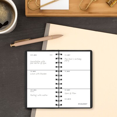 2027 AT-A-GLANCE 2.5" x 4.5" Weekly Planner, Faux Leather Cover, Black (70-035-05-27)