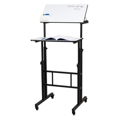 Mind Reader 21"W Adjustable Standing Whiteboard Desk, Black (SDWBOARD-BLK)