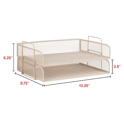 Staples Metal Mesh Side Loading Stackable Letter Tray, Letter Size, Warm White, 2/Pack (ST63841)
