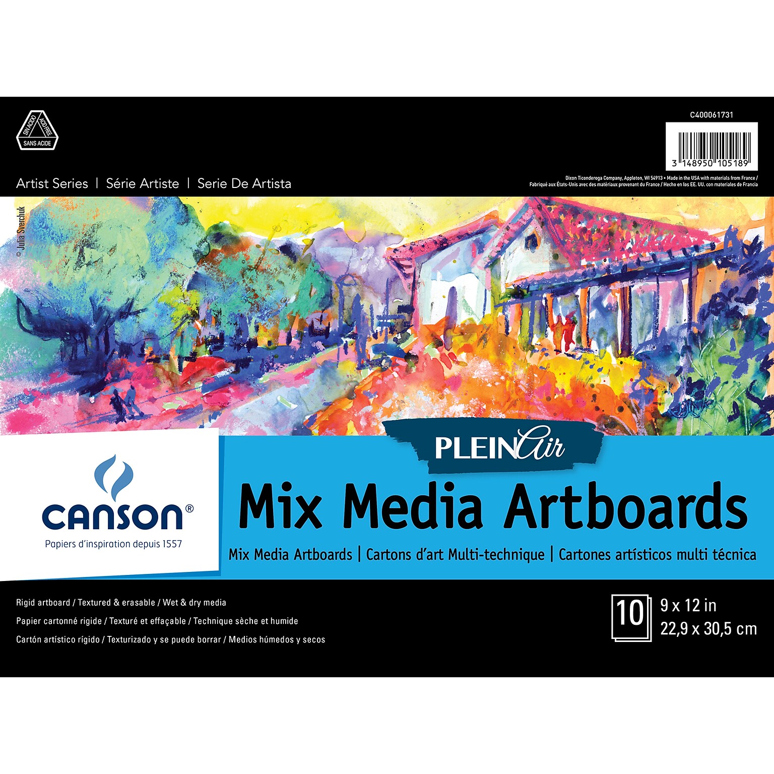 Canson Artist Series Canva Plein Air Art Boards, 9 x 12, 10 Sheets/Board (MCXC400061731)