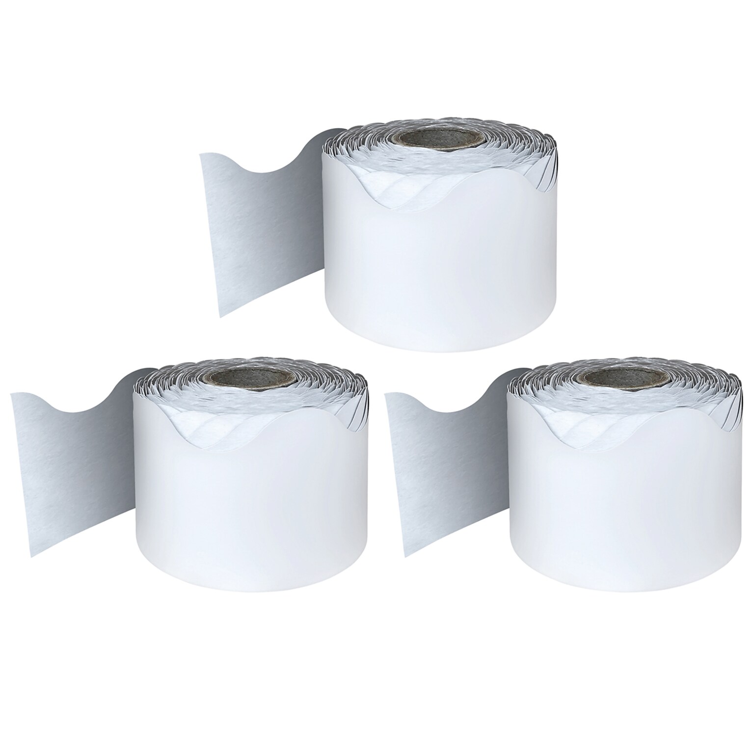 Carson Dellosa Education Rolled Scalloped Border, 2-1/4x 65, White, 3/Bundle (CD-108473-3)