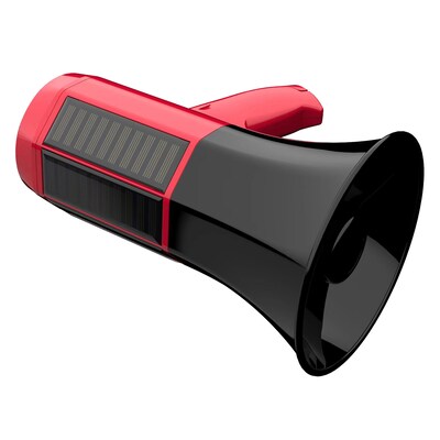 QFX BT-1000 QFXBT1000RED Rechargeable Solar Megaphone, 5-Watt, Red/Black