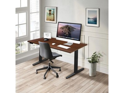 Mount-It! 55"W Electric Rectangular Adjustable Standing Desk, Brown/Black (MI-18114)