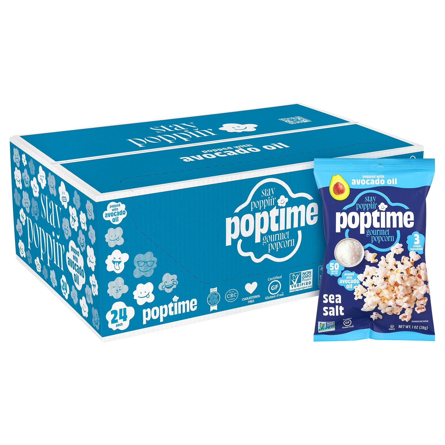 Poptime Avo Sea Salt Popcorn, 1 oz., 24/Pack (220-02882)