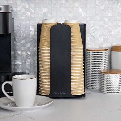 Mind Reader 4-Compartment Cup and Lid Carousel Coffee Countertop Organizer, Black (CDISP-BLK)