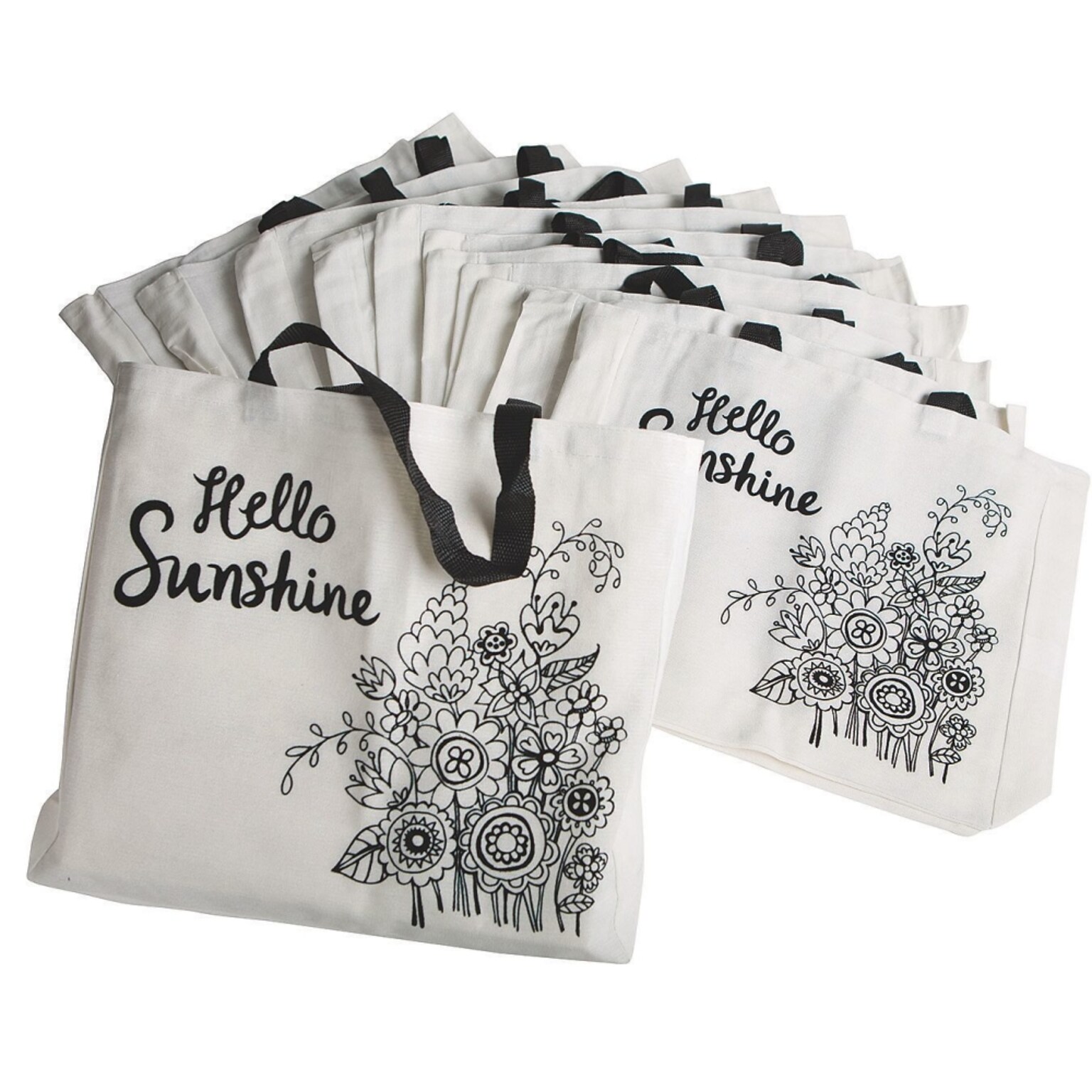 S&S Velvet Art Hello Sunshine Tote Bag, 12/Pack (PS1465)