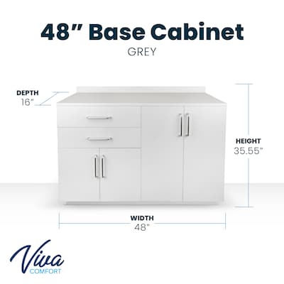 Viva Comfort 36.32H x 48W Exam Room Medical Cabinet, 4-Doors, 2-Drawers, Gray (ADI902-B-48-N-GRY)