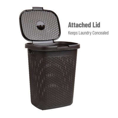 Mind Reader Plastic Laundry Hamper with Lid, Brown (50HAMP-BRN)