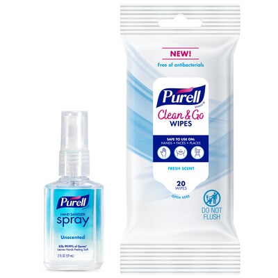 PURELL Advanced Unscented Liquid Hand Sanitizer & Clean and Go Fresh Scent Cleaning Wipes Bundle
