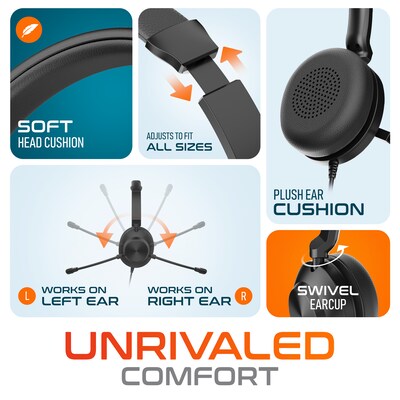 Delton 32Y MS Teams Noise-Canceling On-Ear Computer Headset, USB Type-A & Type C, Black (DWH32Y)